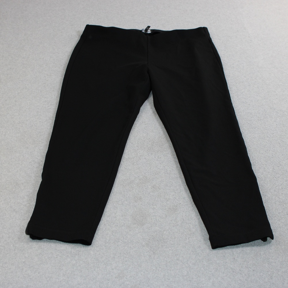 Eileen Fisher Pants Women Medium Black Ponte Ankle Zip Pull On Stretch Office